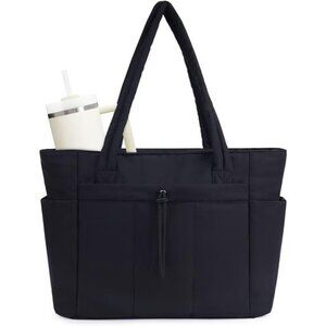 Puffer Tote Bag for Travel, Black